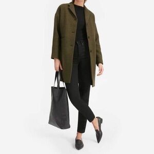Everlane The Cocoon Coat Long Oversize Green Size 10 NWT